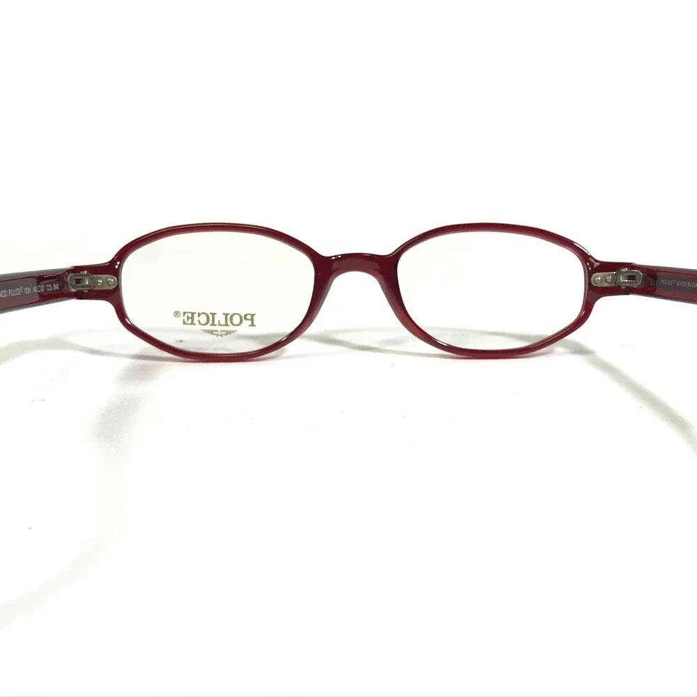 Police Eyeglasses Frames MOD.1234 COL. 848 Red Round Horn Rim Oval 46-20-125